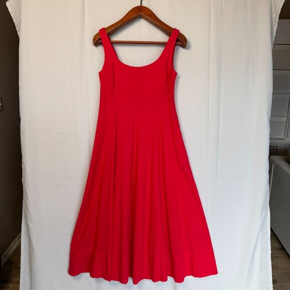 GAP Dresses & Skirts - Gap Red Linen Blend Square Neck Sleeveless Fit & Flare Long Midi Dress Small